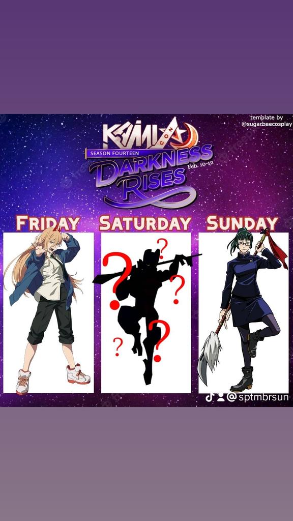 SptmbrSun's tweet photo. My Kami Con lineup for this weekend!! https://t.co/A19jCX1AUc