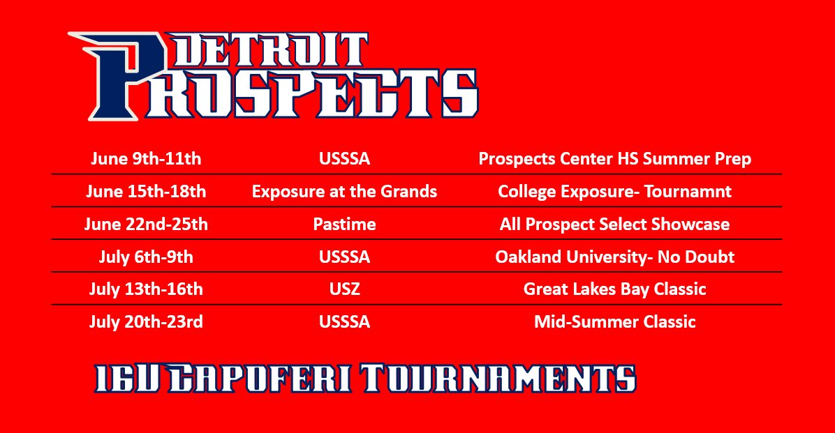 ProspectsCapo's tweet photo. Tournament schedule is set for this summer! https://t.co/9iUmfV66j0