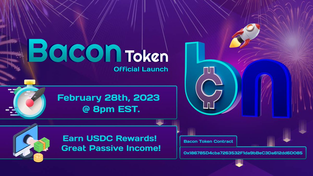 It's official 📢📢📢📢

#Bacon token Official Launch
        Feb 28th 8pm EST 

Wptinvestingcorp.io 
WptDapp.io 

#tokenlaunch #wpt #warpt #DollarX #wptinvesting #eth #usdc #staking #claimrewards  #Dapp