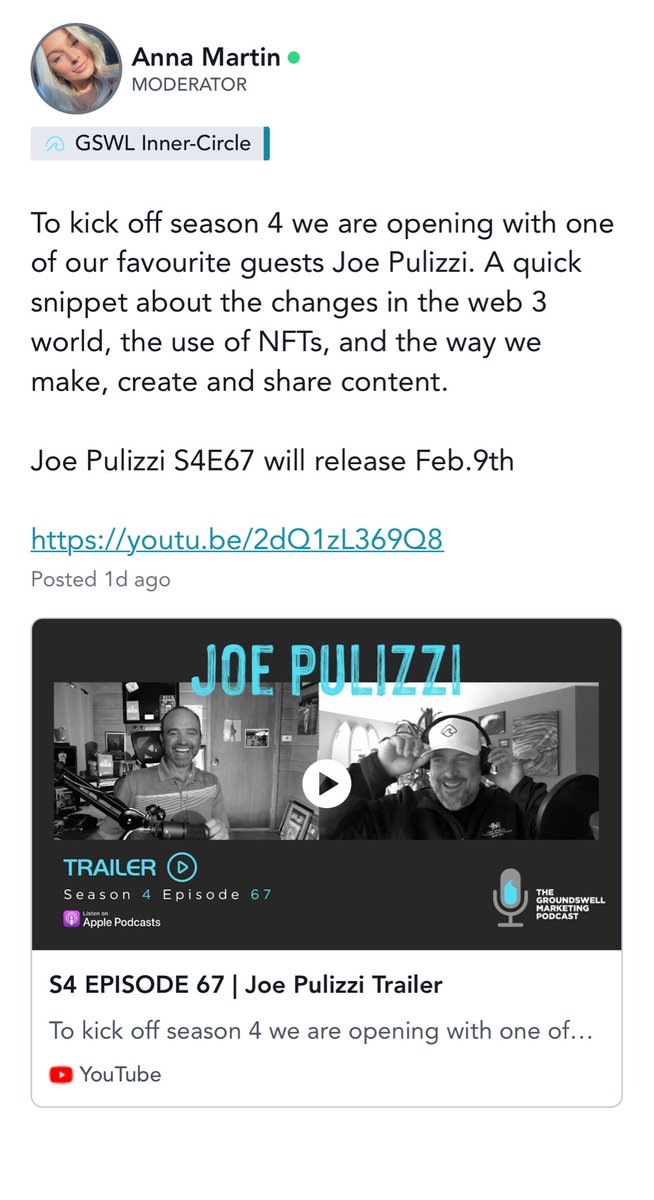 Scott Martin | Groundswell Origins™ (@scottadammartin) on Twitter photo The legendary <a href="/JoePulizzi/">Joe Pulizzi</a> drops today! groundswell.mn.co/posts/32294788 #creator #creatoreconomy #creators #groundswell The legendary <a href="/JoePulizzi/">Joe Pulizzi</a> drops today! groundswell.mn.co/posts/32294788 #creator #creatoreconomy #creators #groundswell