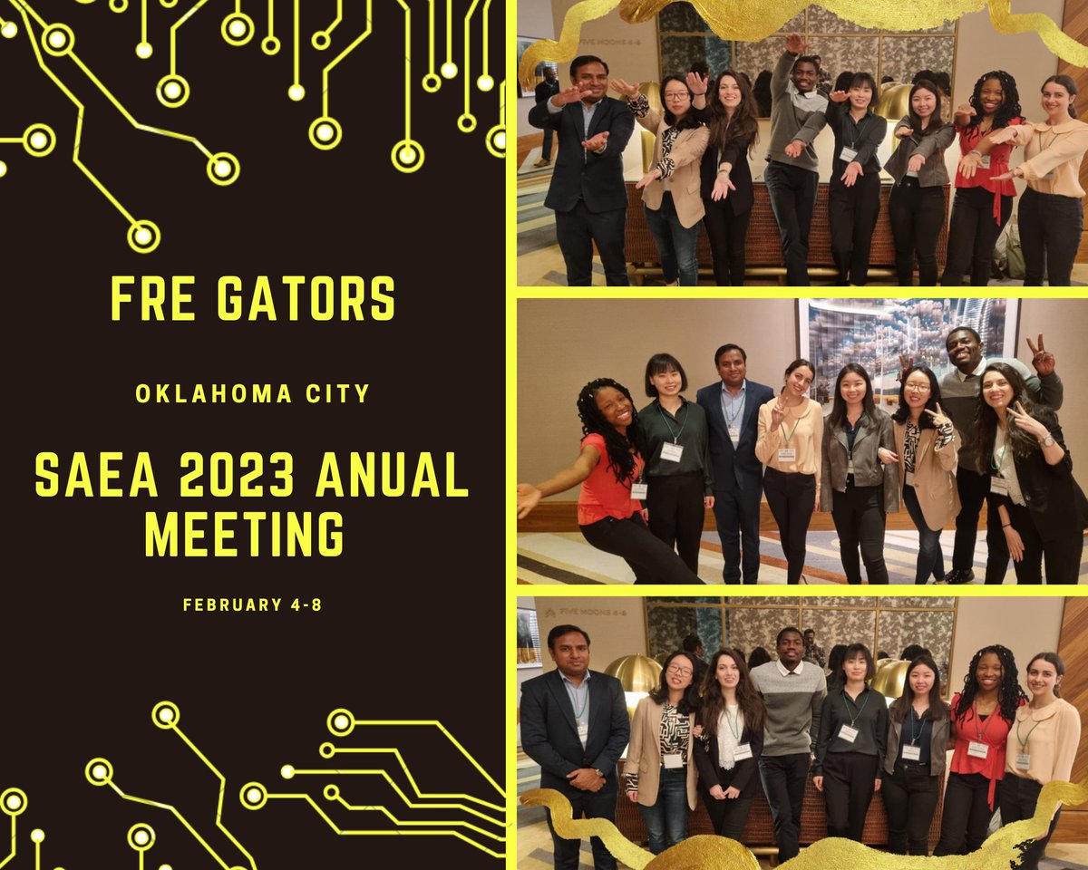 ae_gso's tweet photo. 🎉Congratulations to our graduate students who presented during SAEA 2023! Great job!👏

#gators #saea2023annualmeeting #ufl #conference #graduateschool #aegso #fre https://t.co/elWftpEh8g
