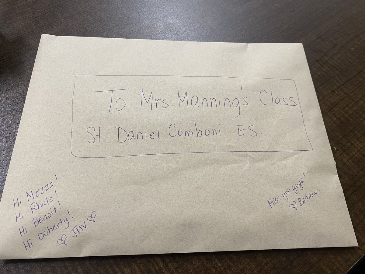 MrsManningSDC's tweet photo. So excited to receive friendly letters today from one of my fav teaching partners ever! We are working on responses and will get back to you shortly. My students are so happy to be able to connect and share their favourite parts of the novel Thirst with your class @Barbour_Rocks https://t.co/UCxwAUOPY7