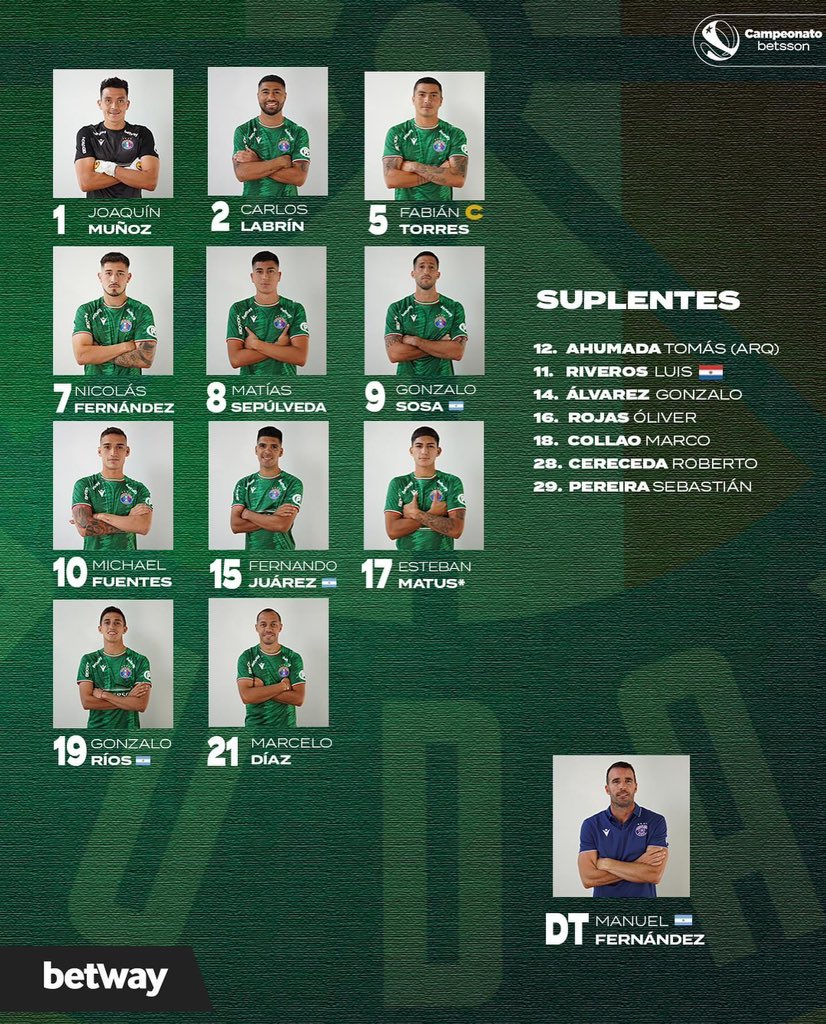 MarceloDiazCl's tweet photo. Marcelo Díaz titular para enfrentar a Unión Española por la cuarta fecha del campeonato betsson. 
Partido que comienza a las 21:00 horas, transmisión de TNT Sports. https://t.co/TcYlTh89jE