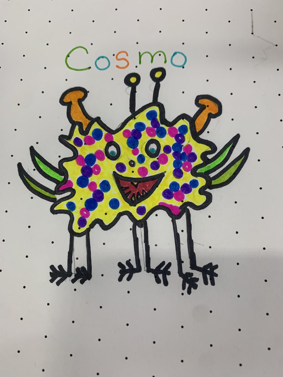 Meet Cosmo- my lively monster from Jed’s outline!! #PlayIsEssential #WEArePlayful podcast!