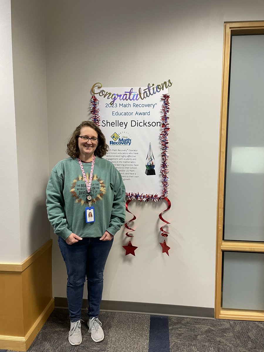 shelley_math's tweet image. What a surprise to get a call from Math Recovery announcing this year’s Educator Award. Then a double surprise to come to my decked out hallway and office. I am so honored and humbled by this award. But we couldn’t have done it without such a strong team!#FCPS #FCPSmath