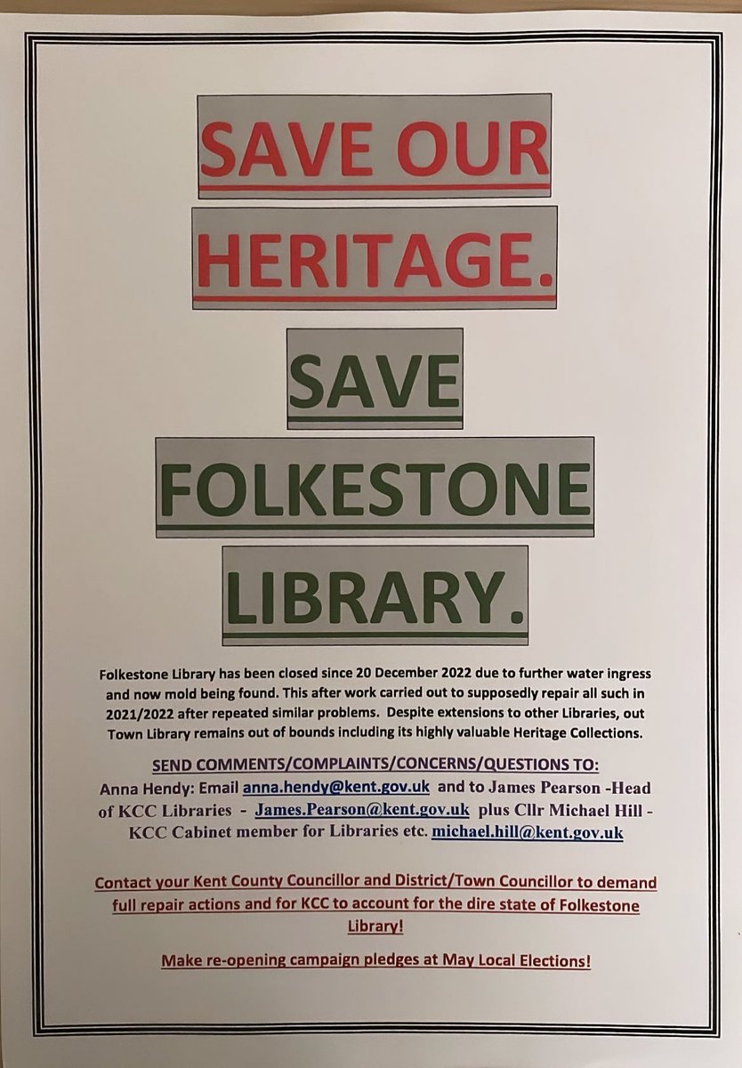Folkestone friends. Our library has been closed for almost 2 months with no news on it reopening. Don’t let it quietly close and be gone forever.