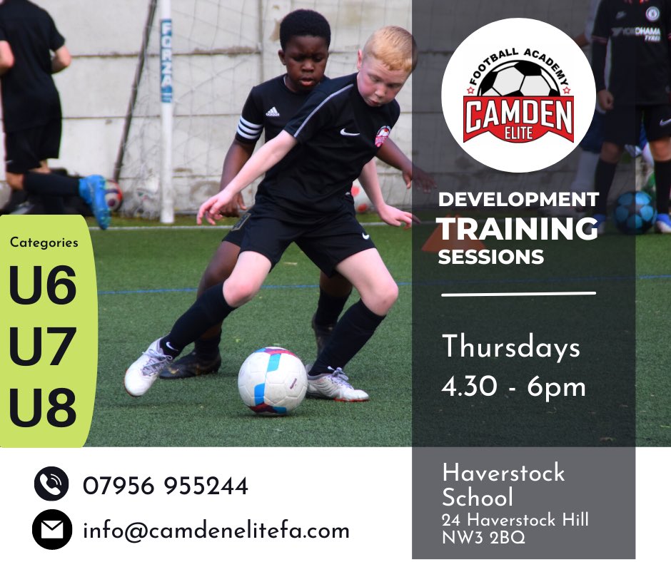 Sign up to the football developing sessions especially designed for U6, U7 and U8 categories to acquire early on valuable skills &amp; physical prep that will set them apart. 

Thursdays 4.30-6pm at Haverstock School.

#grassrootsfootball #camdenfootball #camden #footballdevelopment
