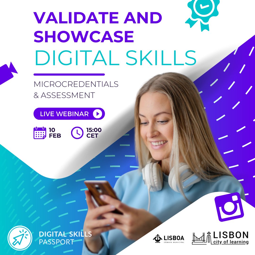 Interested in #microcredentials & #assessment? Join us this Friday, feb 10, 15:00 CET or 14:00 LIS on our Live Webinar! Sign up at lnkd.in/dcSiY4rv 👈 #educators #digital #growth #webinar #citiesoflearning #microcredentials #digitalskills @CamaraLisboa @EAEA2020