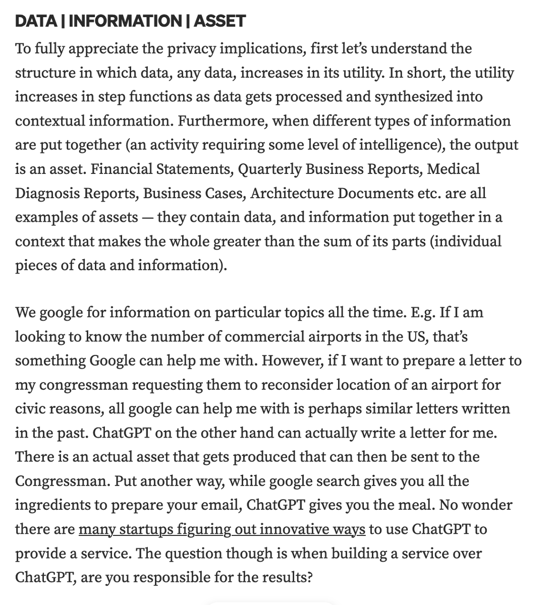 The difference b/w Search and #ChatGPT  - one provides INFORMATION, while the other provides ASSETS.