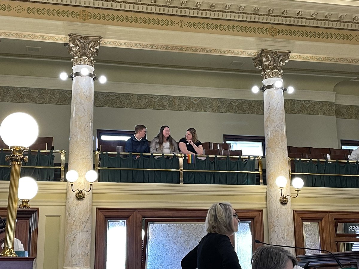 Pride flag peeped in the Senate ahead of debate on HB1080, which would limit gender affirming health care for transgender children.
