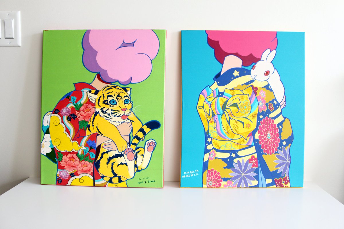 HeartSensei1's tweet photo. The one on the left was painted last year. The one on the right was painted a few days ago.
去年の寅と、今年の卯。
#cloudlady #雲女 https://t.co/10H9aw2nyV