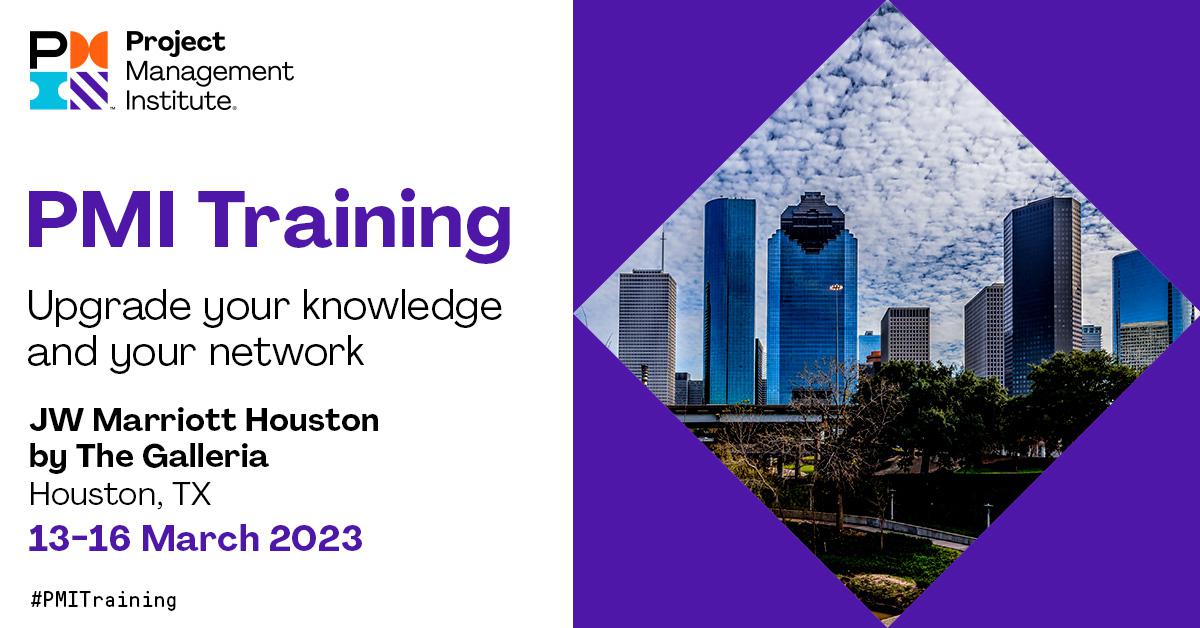 Looking for a new and unique learning opportunity in Houston, TX? Join @PMInstitute for #PMITraining 13 – 16 March. You'll have the chance to network and learn with your peers in small-group, topic-intensive courses. View details and register here: ow.ly/FRMR104u9Mm