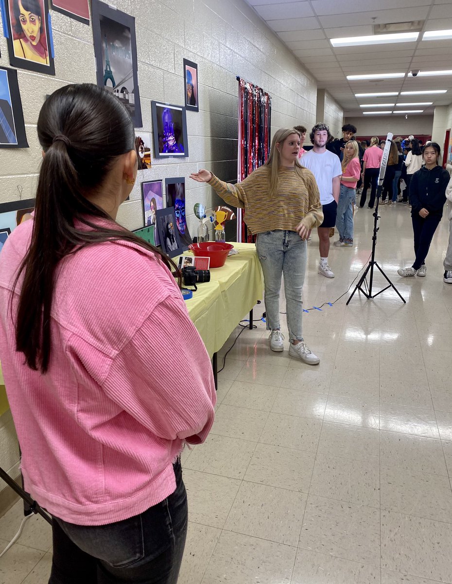 Siblings and friends enjoy meeting up on #ExplorationDay23 at the Digital Art &amp; Design booth! Upper level digital art students explain the technical education pathway.#GraphicDesign @wcsccte