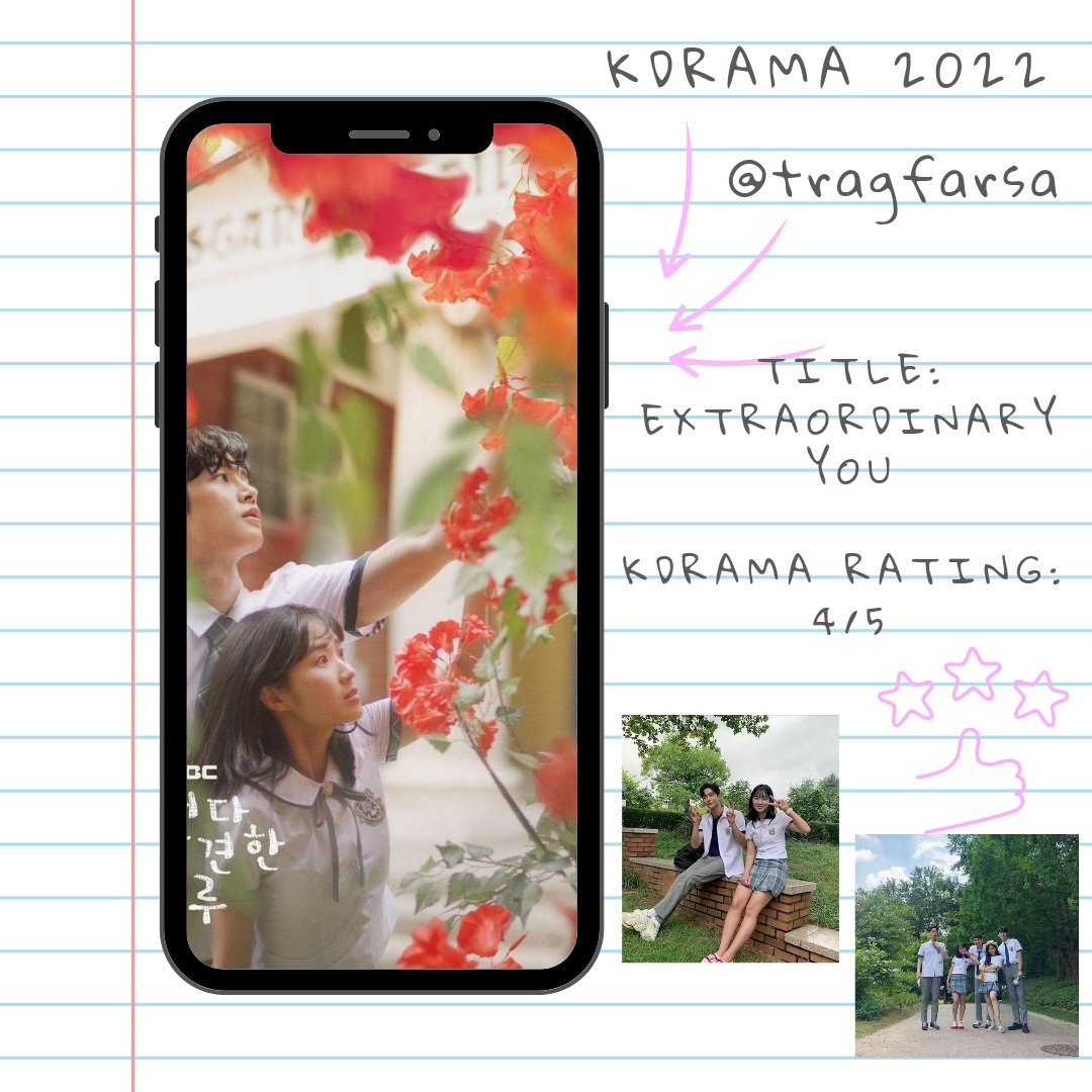 tragfarsa's tweet photo. ~ extraordinary you
4/5 ☆☆☆☆
lovely romantic drama. nothing more nothing less <3how lovely it was to watch this drama https://t.co/CDfkI7U1Tw