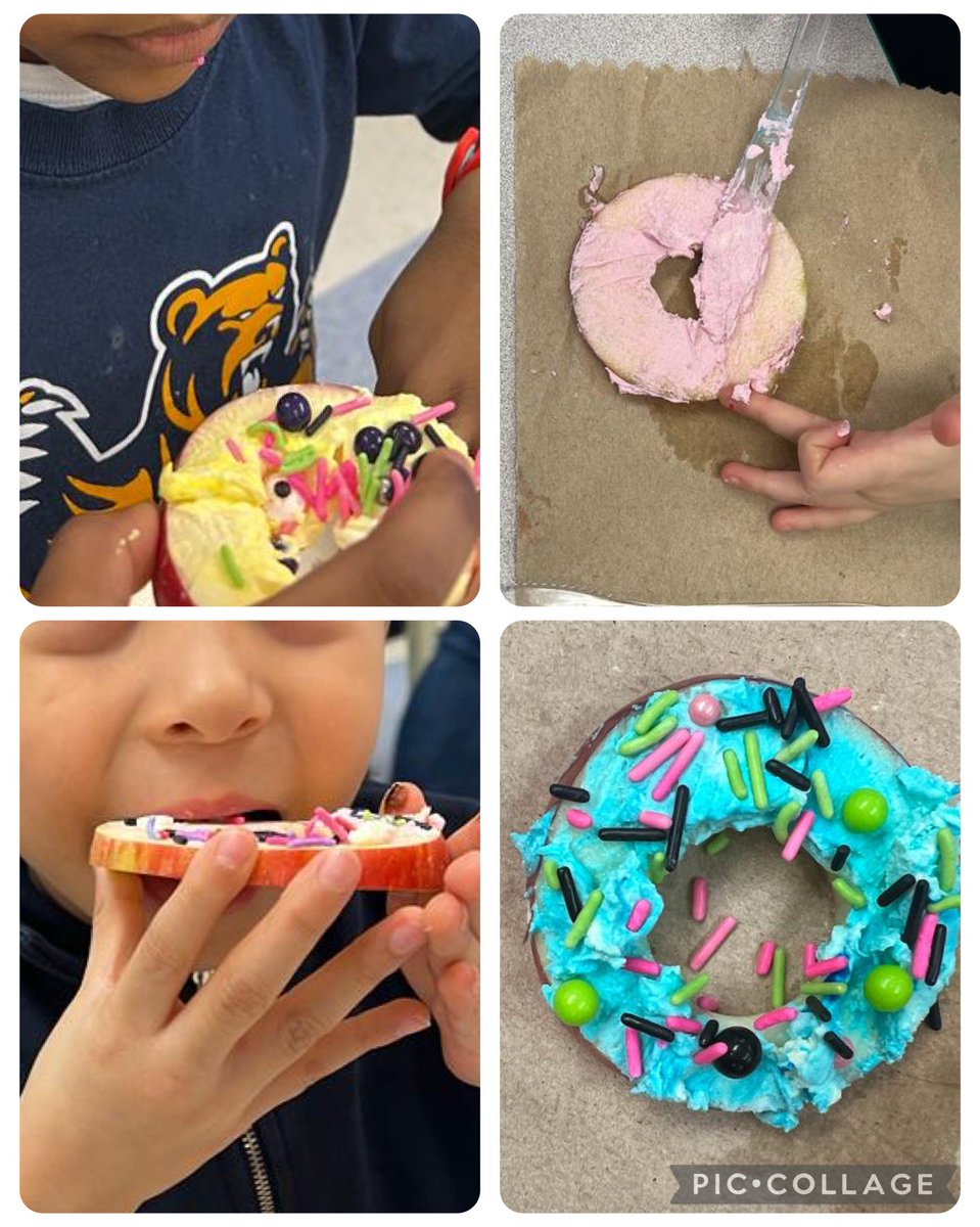 marlenyee's tweet photo. Apple Donuts!
The students transformed ingredients (apples, cream cheese, food colouring and sprinkles) after following the steps and creating a healthy snack. @tcdsb @StBernardsTCDSB @BiagioniSonia @MsPires9 https://t.co/bZEDNkxrgC