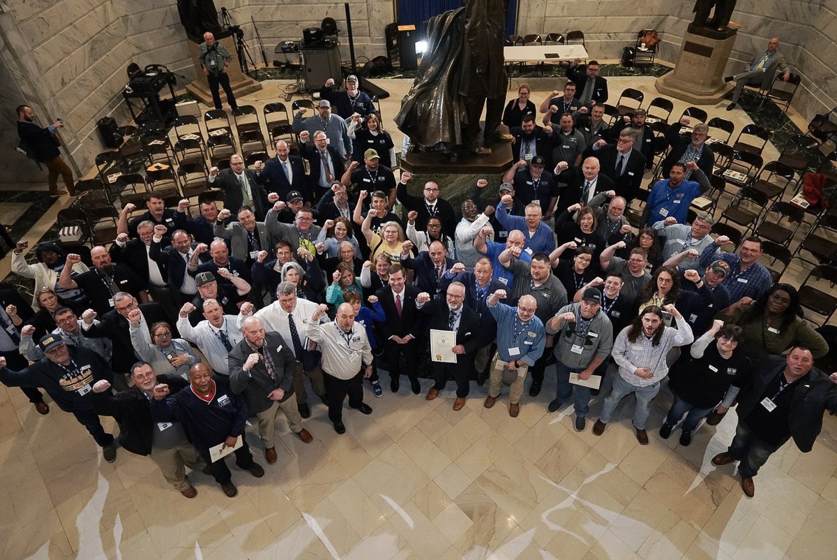 GovAndyBeshear's tweet photo. I am a proud supporter of our Unions, because they have raised the standard of living and quality of life for Kentucky workers. I was honored to celebrate these essential members of Team Kentucky by proclaiming today as United Steelworkers Lobby Day. https://t.co/UCA9GEAbEr