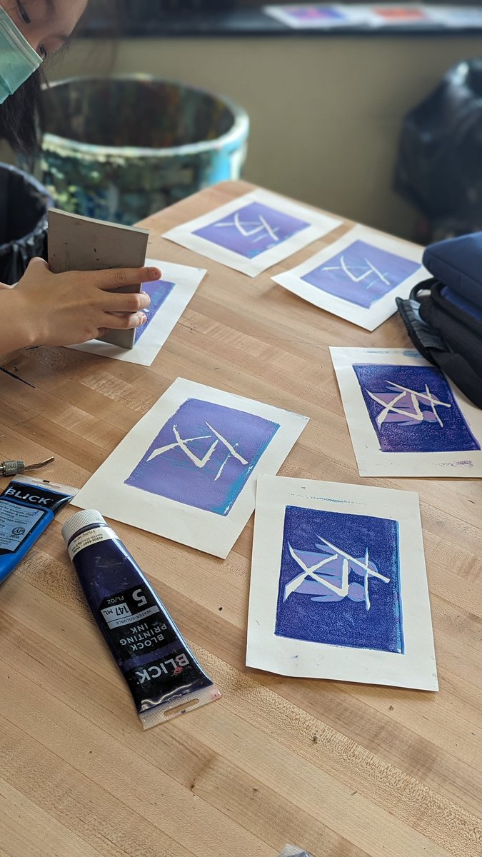 Great lighting this morning as eighth grade finished up their linoleum prints!