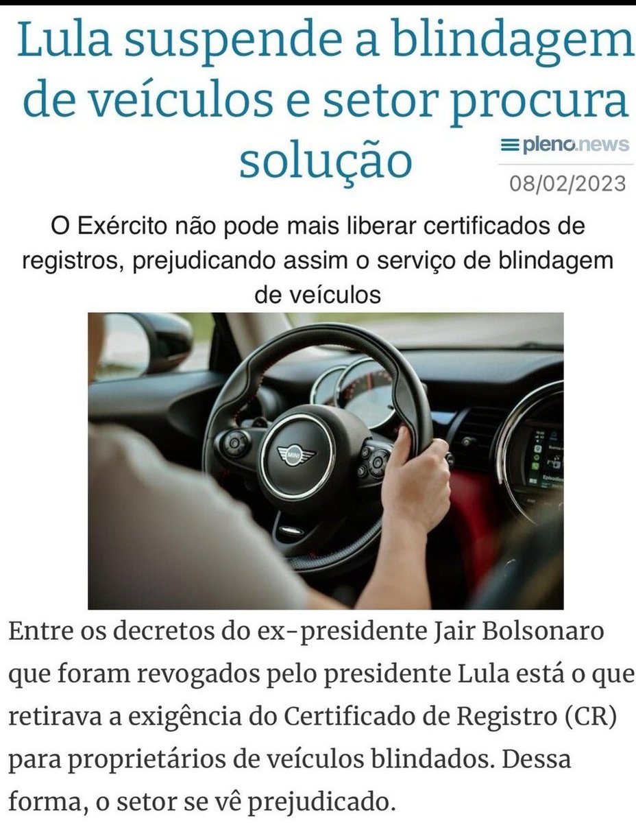 jozeneto_e's tweet photo. Lula está tornando a vida dos bandidos uma maravilha. Ele impediu o cidadão de bem de ter o direito de se defender, aumentou o auxílio reclusão, agr ele suspende a blindagem de carros. Sinceramente, não existe racionalidade nesse governo. Desencarceramento em massa vem ai
Faz o L https://t.co/ZeRnKK46ha