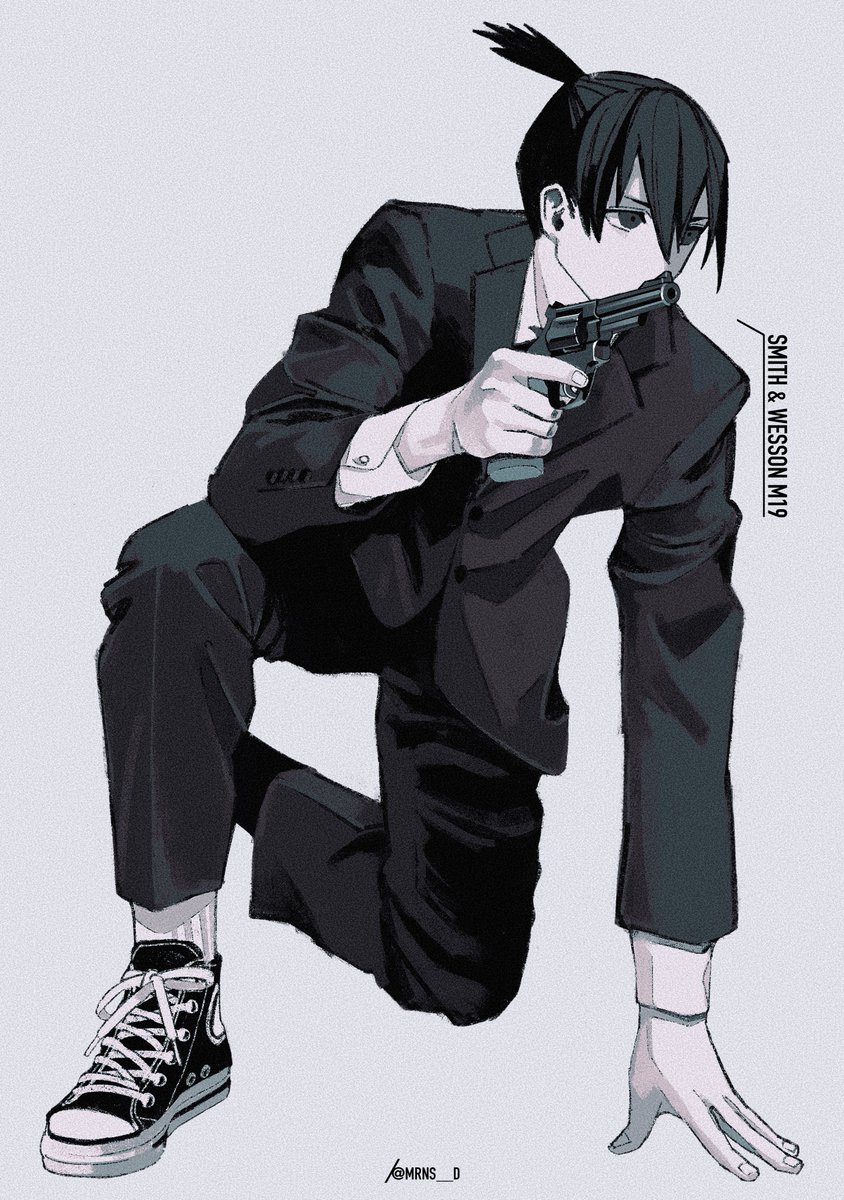 weapon gun 1boy solo topknot holding weapon black hair  illustration images