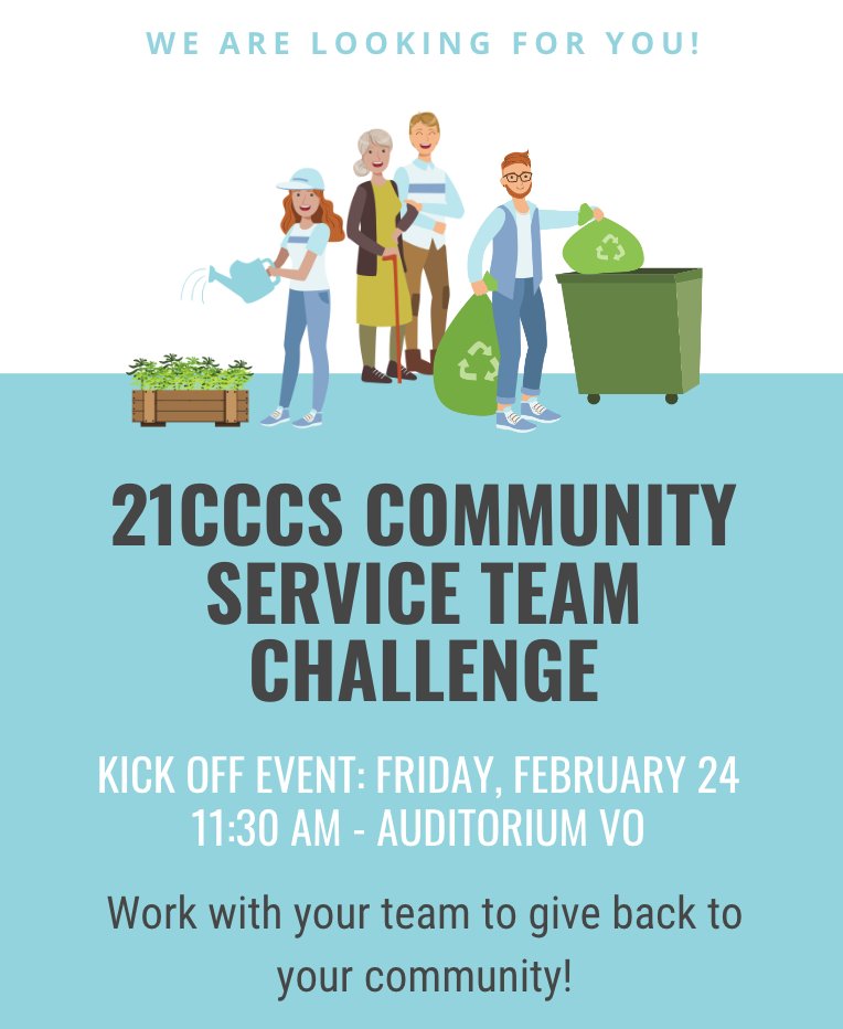 21CyberSchool's tweet photo. Hey #21CCCS students!

Ready to work with your team to perform acts of service in your community! 

Visit Moodle for details! #21CyberStrong https://t.co/fvjGq2FjtT