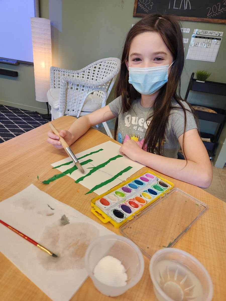MsFitzSWA's tweet photo. They practiced some new watercolour techniques this afternoon - sprinkling salt was definitely a bit hit. Keep an eye out for some Monet-inspired winter scenes 😉 I love this project every time 🎨 @SWATigers @GreenwoodGirl #DeepSpaceSparkle https://t.co/9o4vAhgmON
