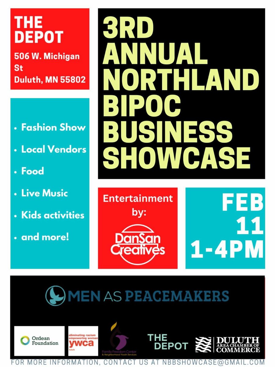 3rd Annual Northland BIPOC Business Showcase this Saturday!

For more information visit their Facebook ➡️ bit.ly/3XlaevJ