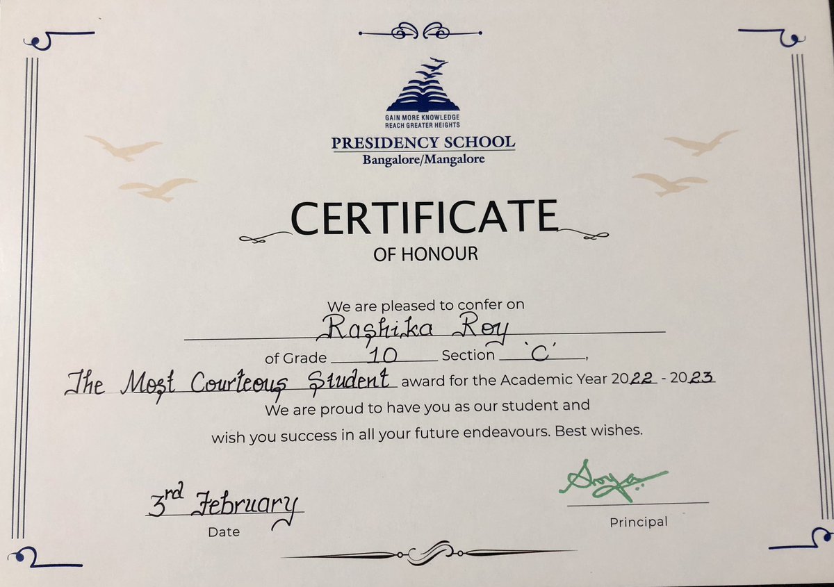 rudrasroy's tweet image. #INSIGNIA - #Valedictory Ceremony 2023 of #PSBE Class X batch of 2022-23. #Rashika is studying in Presidency #School East #Bangalore since her KG days and after 12 years of formal #secondary #education, today had valedictory of Class X #student 👩‍🎓 
It’s a moment of pride for us🙏