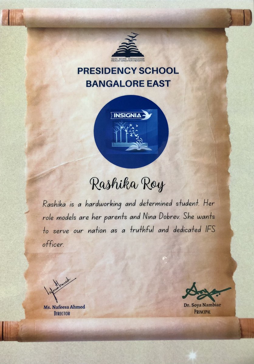 rudrasroy's tweet image. #INSIGNIA - #Valedictory Ceremony 2023 of #PSBE Class X batch of 2022-23. #Rashika is studying in Presidency #School East #Bangalore since her KG days and after 12 years of formal #secondary #education, today had valedictory of Class X #student 👩‍🎓 
It’s a moment of pride for us🙏