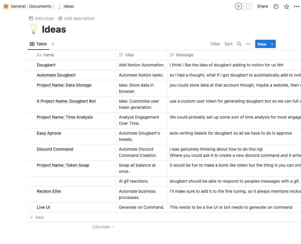 🤯 Usually the best features to a products are the ones that come out of the "It would be crazy if__" moments. 

<a href="/0xAwera/">~/awera</a> said "be crazy if we had a bot where when you react to messages with a good idea using a 💡, the message is summarized by AI, and then added to a database"