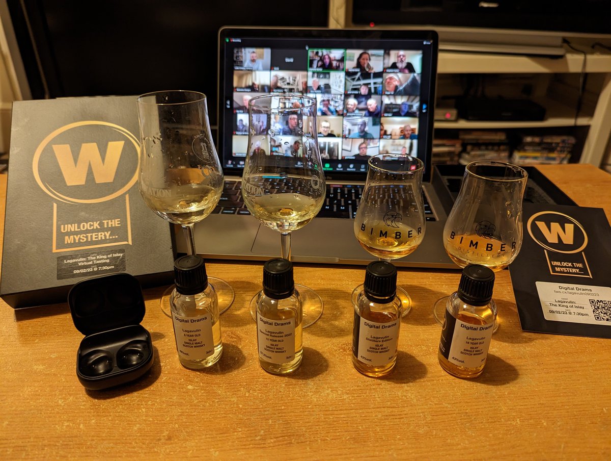 Aus_Pol's tweet photo. Virtual tasting setup with my mix match of glasses with @mywclub and @LagavulinWhisky ! https://t.co/G2467ST9WI