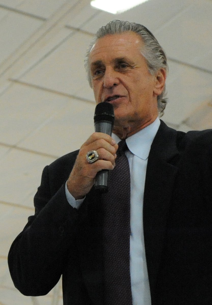 TheRimReporter's tweet photo. BREAKING NBA TRADE NEWS: 

Sources tell us that Miami Heat GM Pat Riley has accidentally overslept his alarm. 

Heat staff are attempting to knock on his door to wake him. https://t.co/eCTFSQKrTD
