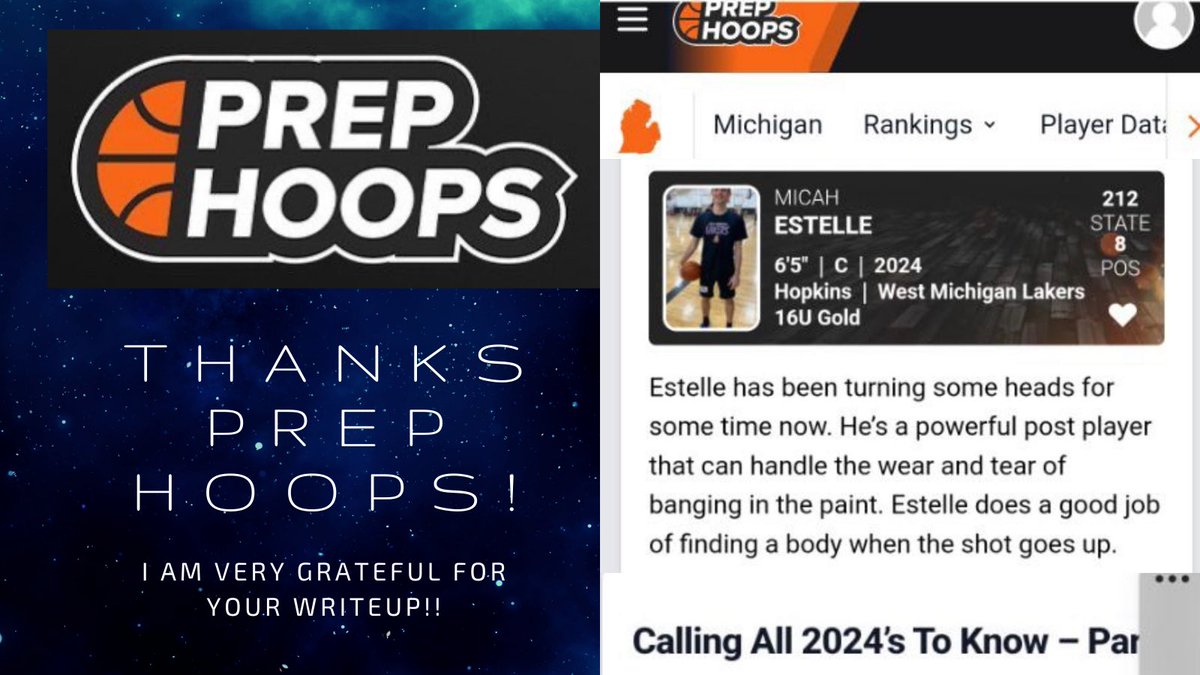 micah_estelle's tweet photo. Thank you for your article, βCalling All 2024s to Know - Part 1β Scott Hankamp! I appreciate it and the #8 Center ranking. Going to keep putting in the work!ππ» @Hopkins_Hoops @wmlakersbball @strictly_skills @KevinMo09252327 @LikMayfield @TopPreps @coach_deerob @TWhitcomb https://t.co/y6x9q7asG4