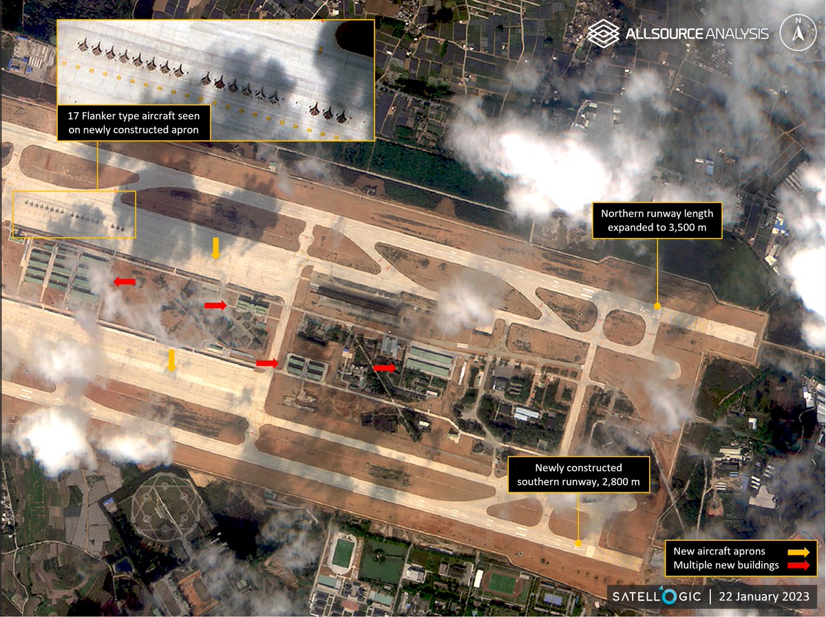 AllSourceA's tweet photo. GEOINT analysis of a key airbase in China shows existing infrastructure at the airbase has been expanded considerably, along with the construction of new facilities. https://t.co/epfzHD3Daa
#GEOINT #China #Suixi #Airbase #AdvancedMonitoring #Satellogic https://t.co/wgajWkEhSZ