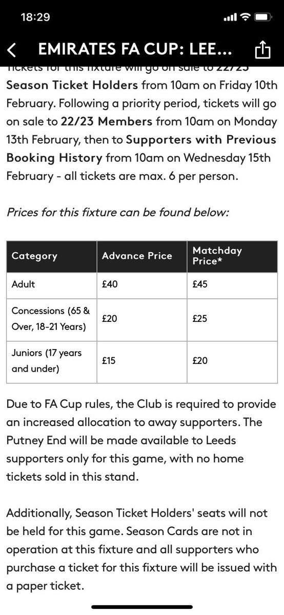 BenSavoo's tweet photo. @FulhamFC I think you should reconsider these joke prices, why is it £10 more for a midweek game than a Saturday 3pm especially with the game being on tv, would you not rather a full house to get behind the team with a good chance of a cup run in sight. Read the room ffs https://t.co/0dGkNpW3ui