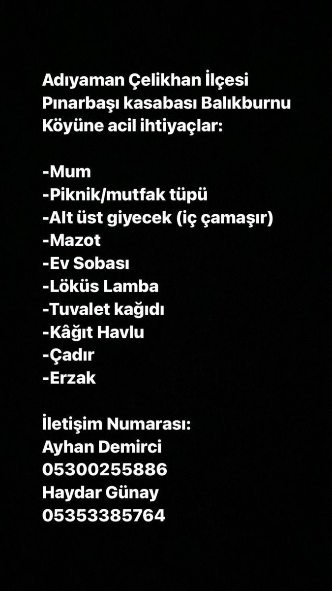 ACİL ‼️ ‼️‼️  
<a href="/ahbap/">Ahbap</a> <a href="/ahbap_istanbul/">Ahbap İstanbul</a> <a href="/haluklevent/">Haluk Levent ( Ahbap Ekibi )</a> <a href="/AdiyamanBelTR/">Adıyaman Belediyesi</a> <a href="/ProfDemirtas/">Özgür Demirtaş</a> <a href="/BabalaTv/">BaBaLa TV</a> <a href="/OguzhanUgur/">Oğuzhan Uğur</a> <a href="/cuneytozdemir/">cüneyt özdemir</a> <a href="/TarlaciSultan/">SULTAN TARLACI 🦋</a> <a href="/SinanCanan/">Sinan Canan</a> <a href="/fi_hoca/">fi hoca</a> <a href="/royzvasto/">royz</a>