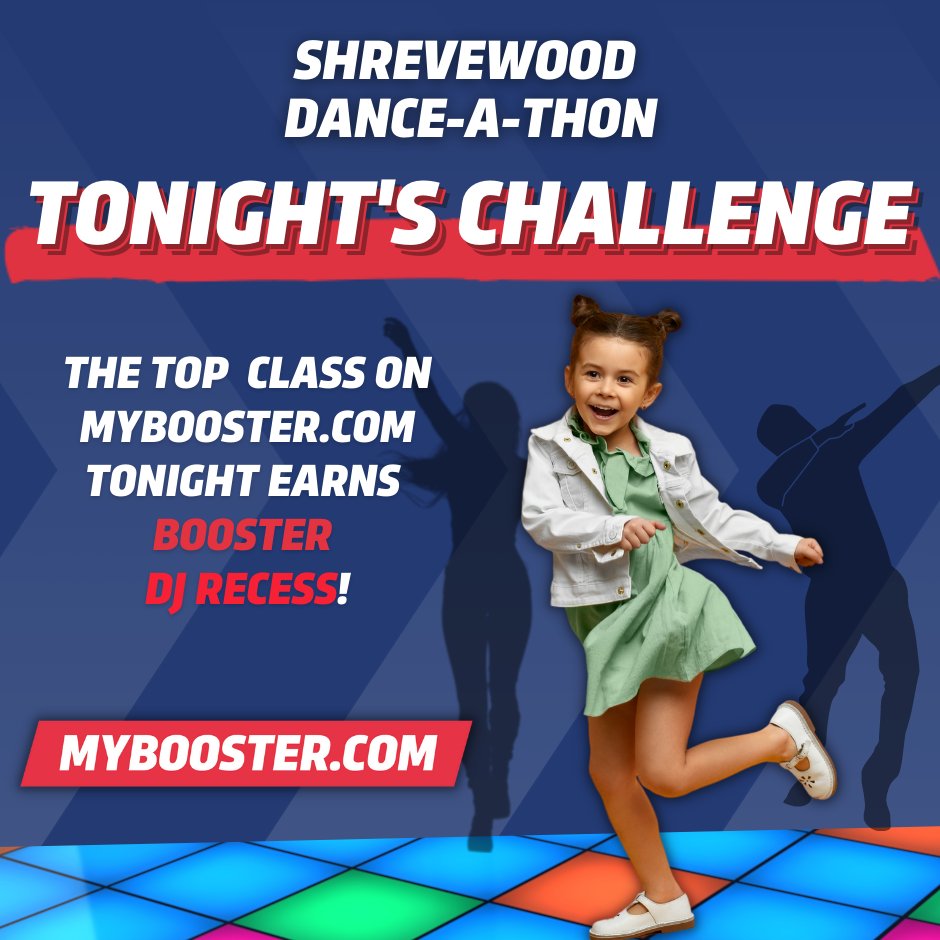 ShrevewoodPTA's tweet photo. Go Shrevewood! Right now we have raised over $10,000 and 43% of students registered! Mr. Hearin's class won a special game time with Boosterthon staff this afternoon. The class with the most donations tomorrow will win special DJ RECESS! Keep it up! @ShrevewoodES https://t.co/BC2kvY8xQn