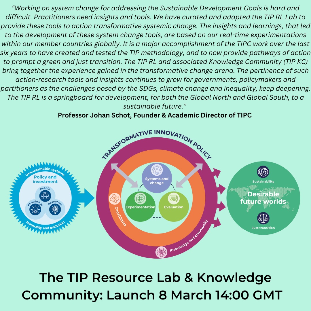 TIPConsortium's tweet image. Six years of research, action, insights and learnings for tools to provoke transformative systemic change: 
Join the #TIPResourceLab Official Launch! 

eventbrite.co.uk/e/tip-resource…