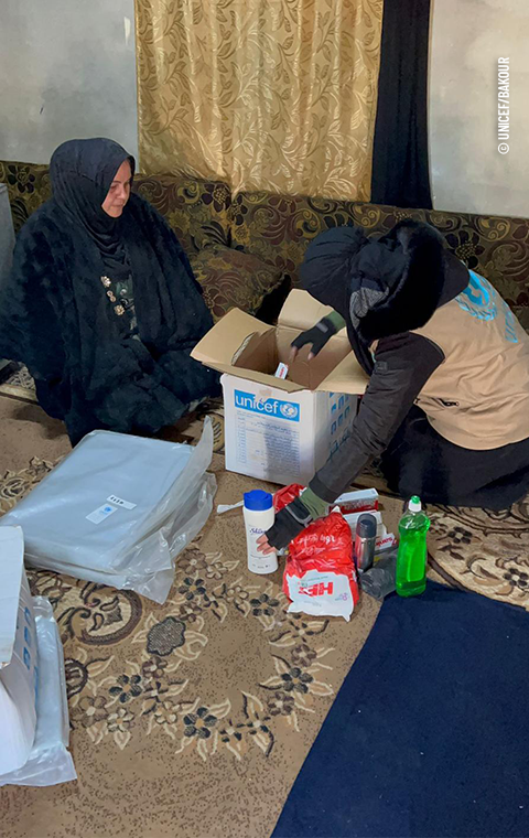UNICEFUSA's tweet photo. In northwestern Syria, UNICEF teams deliver hygiene kits and tarpaulins as part of the ongoing earthquake response. Safe water also remains a priority, as WASH services are critical in preventing illness in the early days of a crisis. https://t.co/B1p9aIox96
