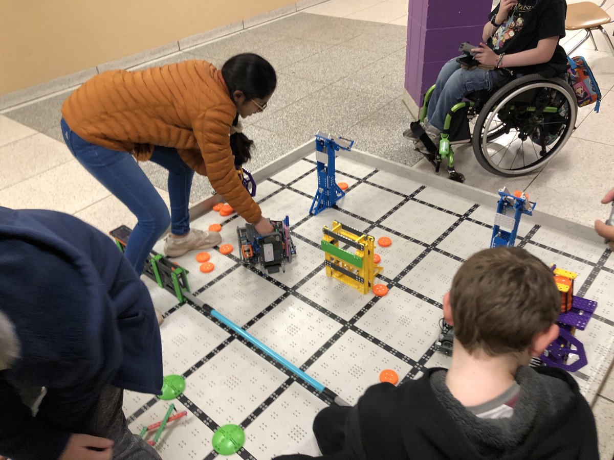Liberty Middle students in TSA (Technology Student Association) Robotics practice for VEX Robotics competitions using a variety of skills from Career Tech programs. Just one example of the variety of MCS Career tech offerings to showcase during #CTEMonth. 
#mcslearn
#gladtobehere
