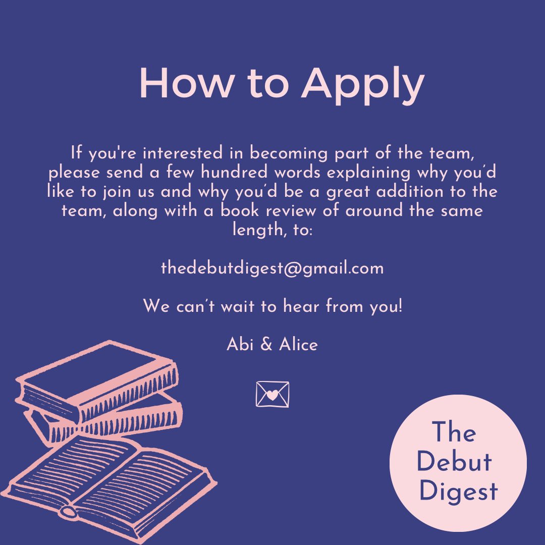 Join The Debut Digest team! 📢

We have an exciting opportunity available for anyone who loves all things books! Details below 👇

Get in touch: thedebutdigest@gmail.com 💌

#publishinghopefuls #bookworm #workinpublishing #BookTwitter