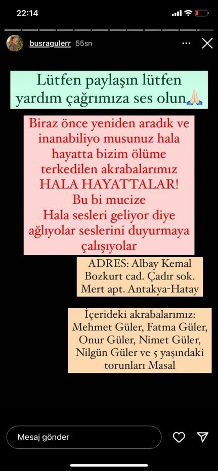 TELEFONA YANIT VERİLDİ
ENKAZDAN ALTINDA VE HAYATTALAR
LÜTFEN ELDEN ELE PAYLAŞALIM
<a href="/ahbap/">Ahbap</a> <a href="/BabalaTv/">BaBaLa TV</a> <a href="/AFADBaskanlik/">AFAD</a> <a href="/DepremDairesi/">AFAD Deprem</a> 
LÜTFEN RT