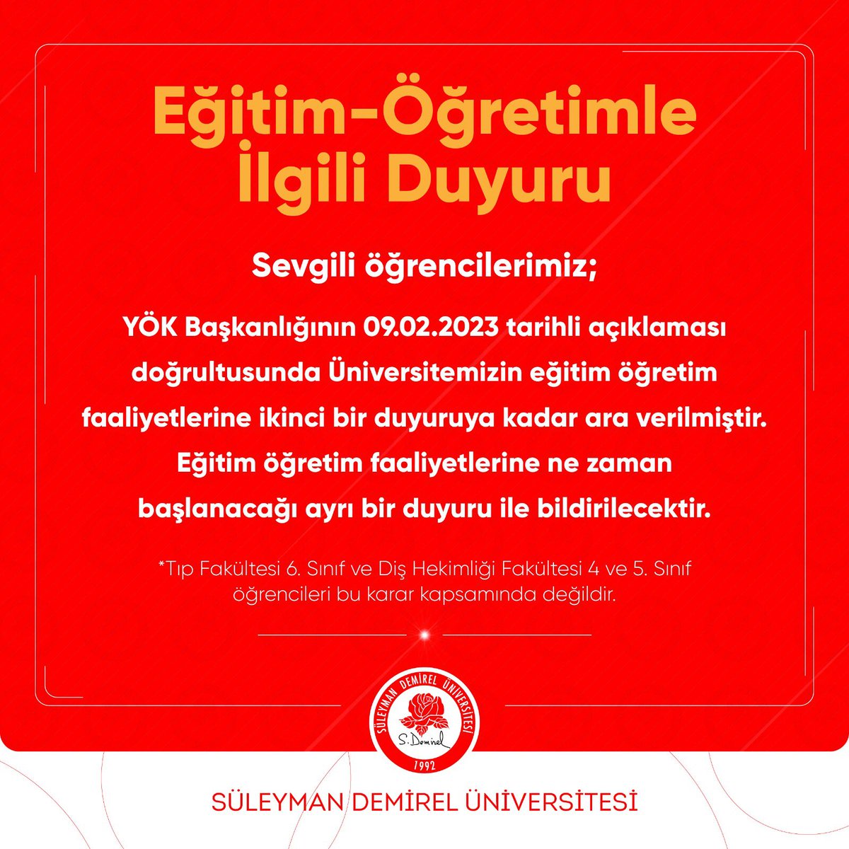 Kıymetli Öğrencilerimiz,
Eğitim-Öğretim ile ilgili duyuruyu bilginize sunuyoruz; 👇