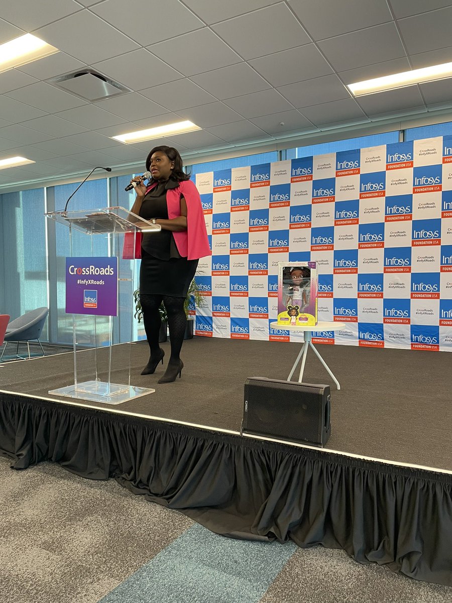 InfyFoundation's tweet photo. “Somi is smart and beautiful, just like me!… This is the power of cultivating innovative thinkers early” - @compscibae on the power of her Somi the computer scientist doll in inspiring students from underrepresented communities to pursue careers in #computerscience #infyxroads https://t.co/xmlH5QAVc8