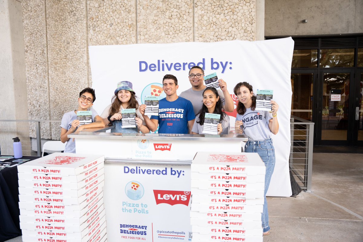 Also one of my favorite 🍕 memories. Celebrating @voteearlyday with @PizzaToThePolls and @LeviStraussCo! 🍕🫶🏽 #democracyisdelicious #SLSV #voteearly @EngageMIA