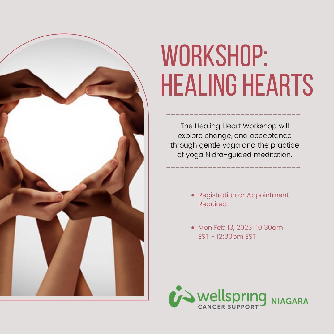 Spaces are available in the upcoming Healing Hearts Workshop on Monday, February 13th @ 10:30 am
Please click below to register: 
wellspring.ca/niagara/progra…