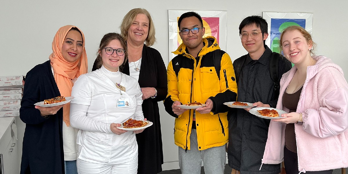 fpbnursing's tweet photo. Today is National Pizza Day, and to celebrate, Dean Musil's office provided a pizza party for all students of Frances Payne Bolton School of Nursing! Have you had your slice of pizza pie to celebrate today? https://t.co/TYGXRJpaVR