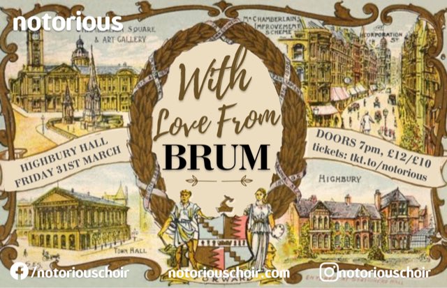 Calling all Brummies, whether born or adopted home. Join us in a celebration of Brum’s music - ELO, Jamelia, Duran Duran, John Joubert and the Fine Young Cannibals to name a few – performed at the former home of a city founding father, Joseph Chamberlain. tkt.to/notorious