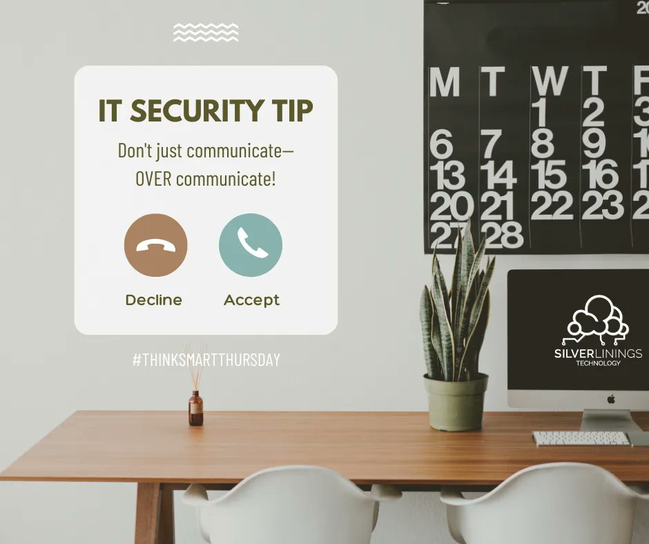 CIO_Steve's tweet photo. New protocol and good communication are the only ways to ensure everyone on your team is on board with the latest updates and important changes, especially concerning security. Keep your policy updated to ensure WFH procedures don’t leave your data vulnerable. #ThinkSmartThursday https://t.co/5pu4reJMnd