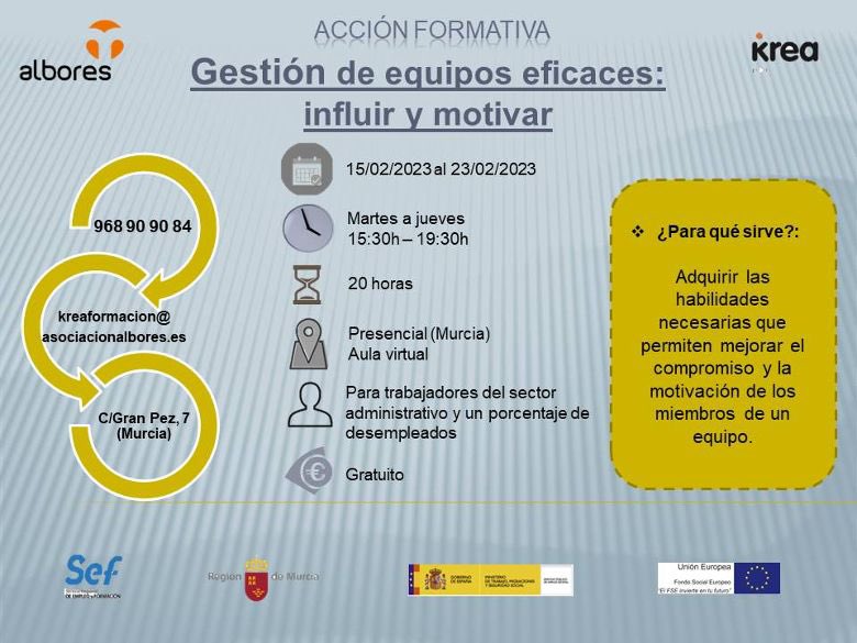 AlboresMurcia's tweet photo. Formación KREA:
Técnicas para hablar en público
Mediación comunitaria
Gestión de equipos eficaces https://t.co/Q5zr7quEXh