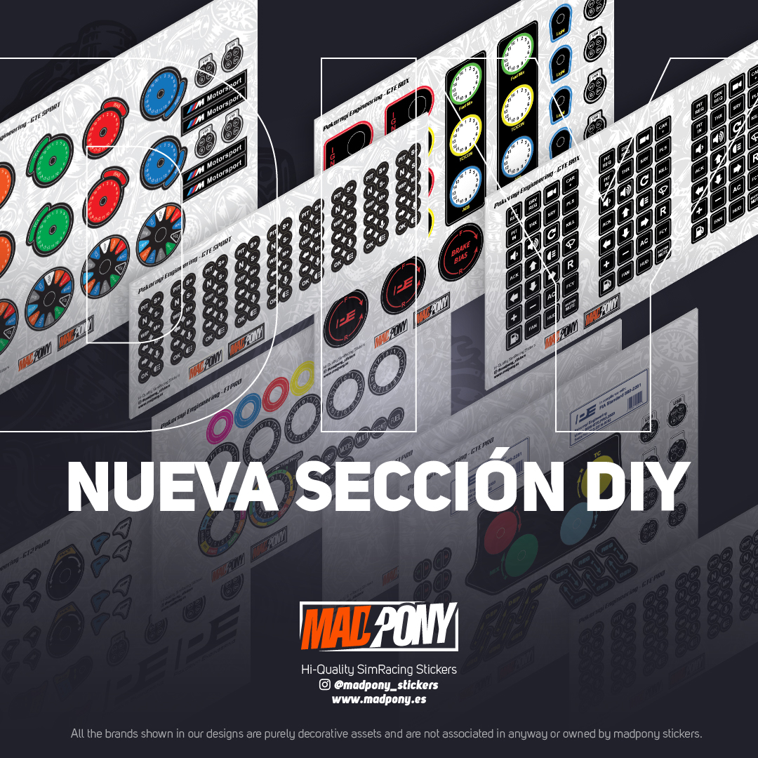 MadponyStickers's tweet photo. 📢 Para todos aquellos que les gusta el DIY, hemos creado una sección donde podrás encontrar los Sets de Pegatinas de los proyectos DIY más "comunes" a un precio imbatible. Sigue leyendo 🧵⤵️
#diy #diysimracing #stickerporn #simracing #esports #iracing #motorsport #opensimwheel https://t.co/FjiVGGPKtL